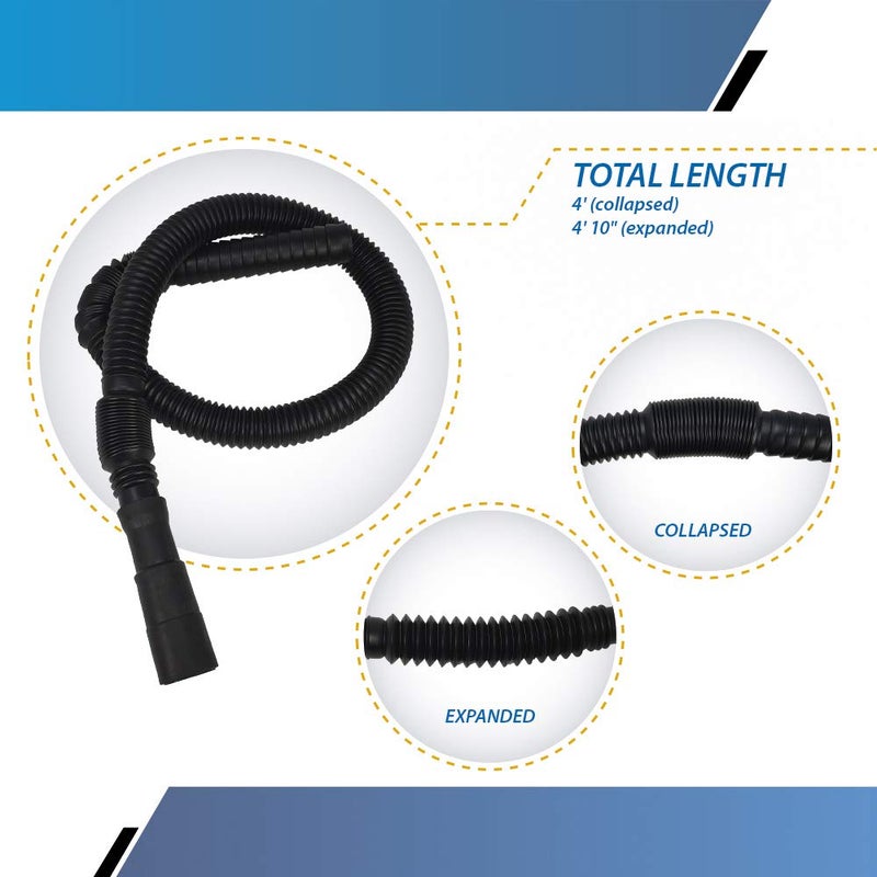 Raven Washing Machine Drain Hoseâ€¯- Semi-rigid Sections Allow Hose to Bend (4â€¯feet collapsed)â€¯ - Image 2